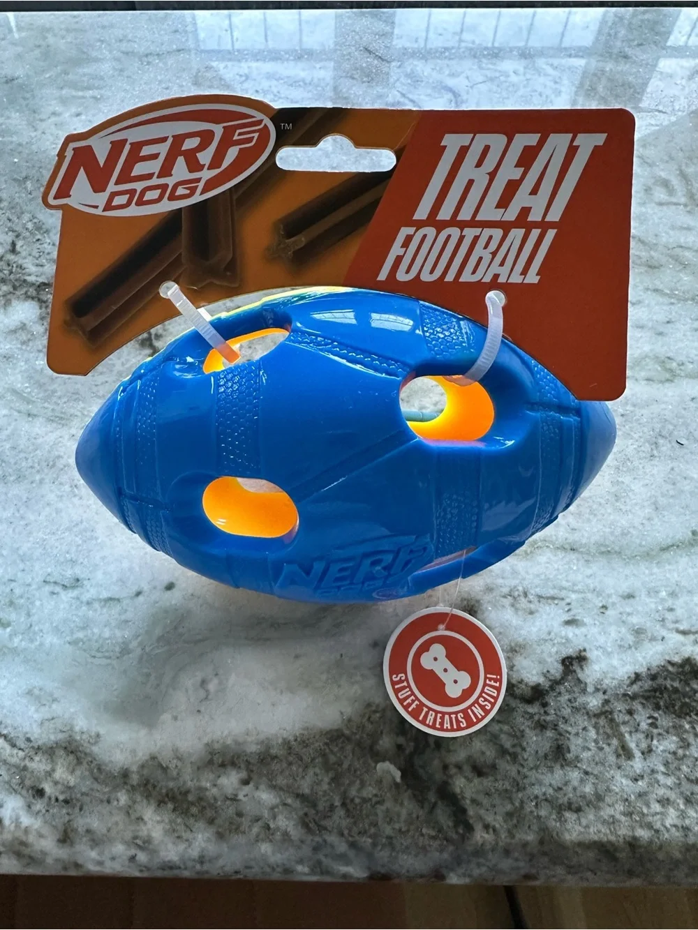 Nerf Blue and Yellow Football treat Dog Toy